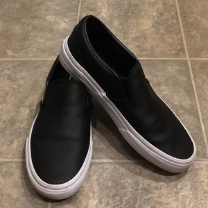 Black perforated leather Vans size 8
